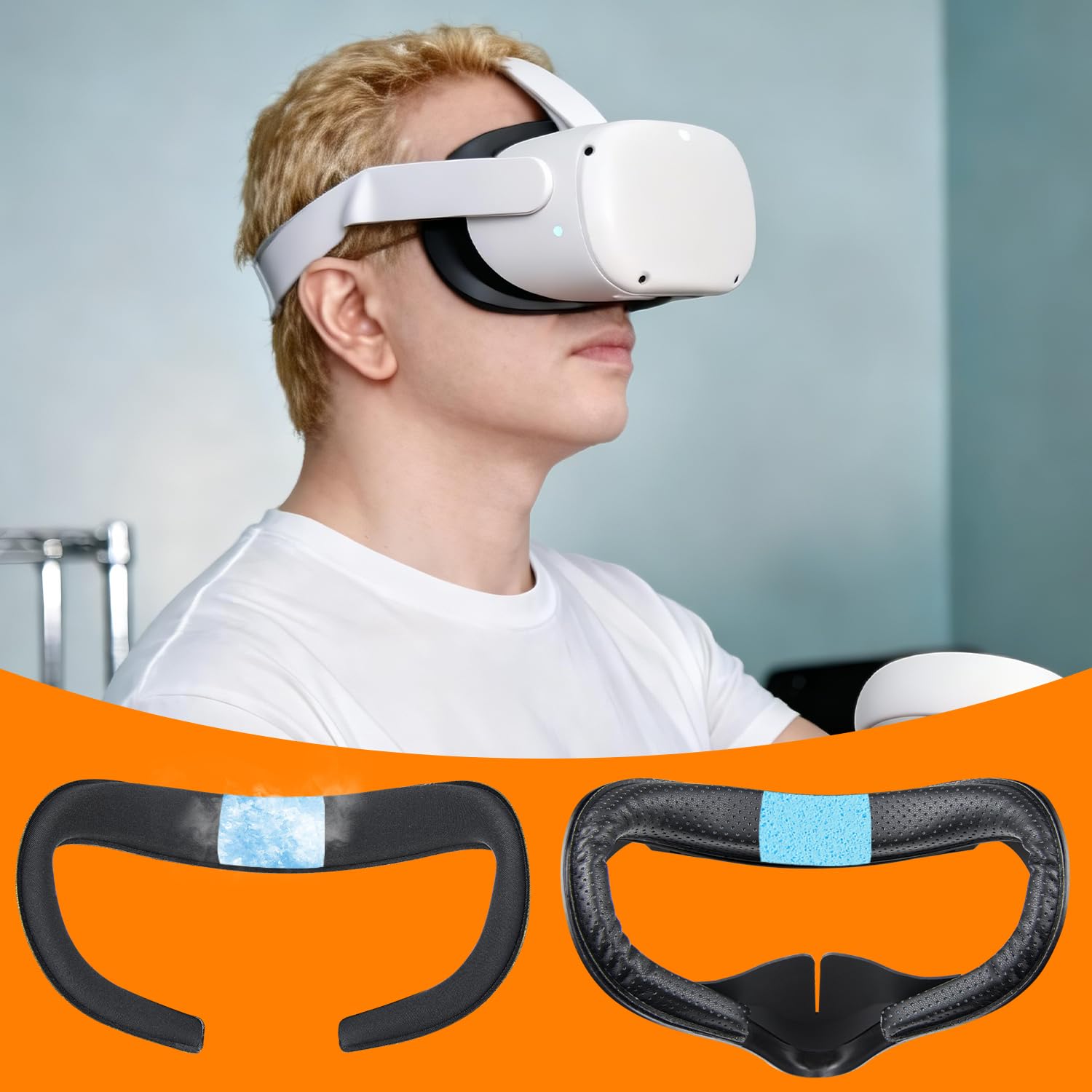 SOULWIT 2 Pièces Gel de Refroidissement Face Cover Pad pour Meta Quest 2, Remplacement pour VR Casques