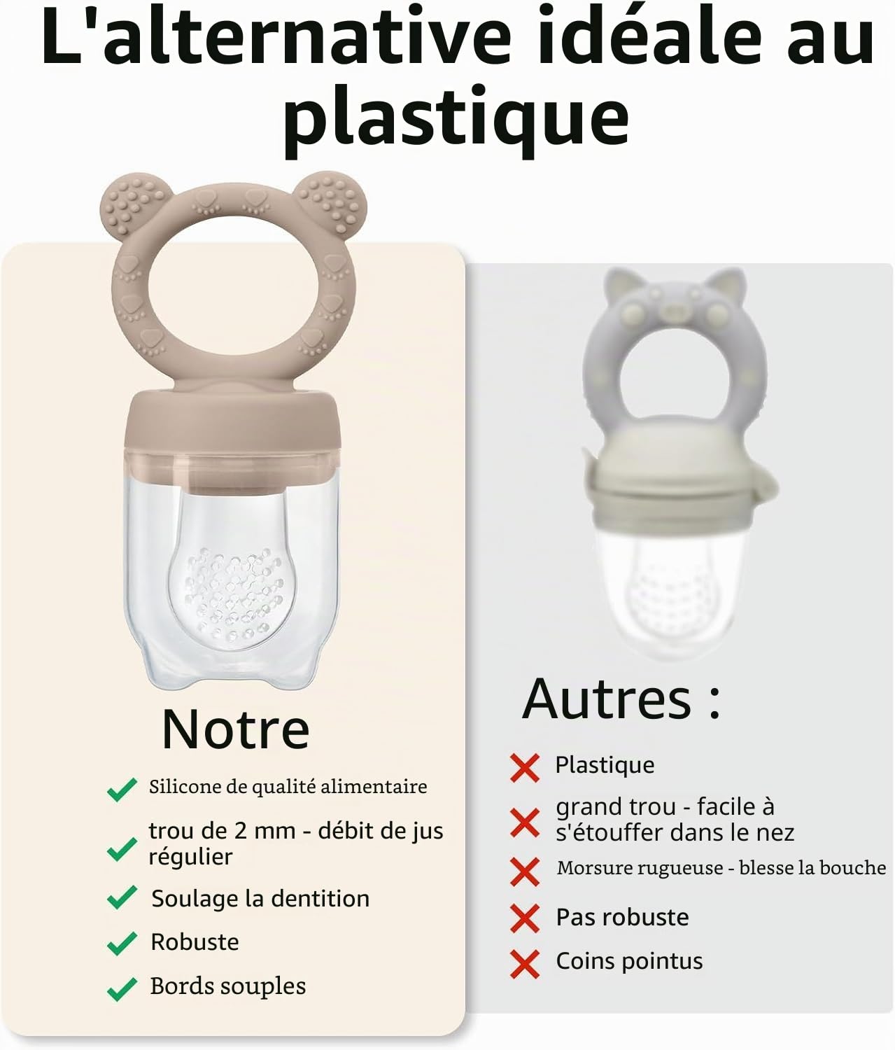 Mangeoire à fruits en silicone et lait maternel, plateaux de congélation pour nourriture pour bébé (sable)