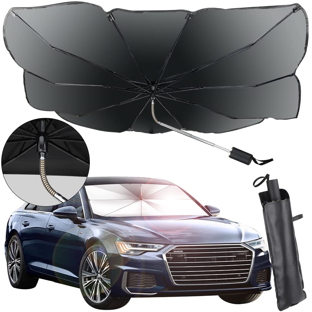 Rescien Upgrade 360° Rotatable Foldable Car Sun Shade Windshield Front Windshield Foldable Cover Visor Umbrella Easy Storage for Most Cars & SUV (Large-003)