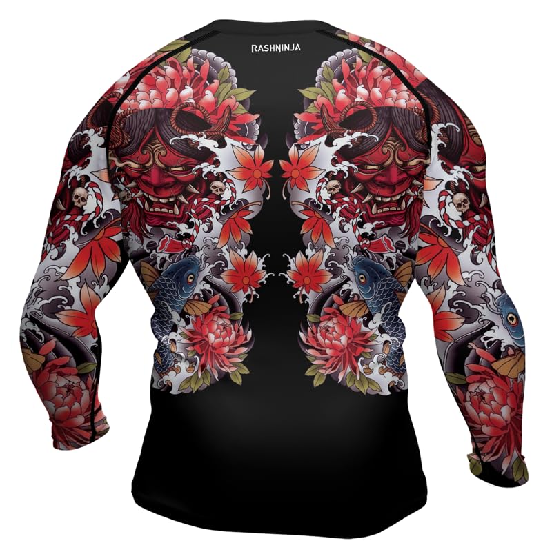 Men's Samurai Long Sleeve Rash Guard for Jiu Jitsu MMA BJJ Grappling - Quick Drying, Fade Resistant Graphics3