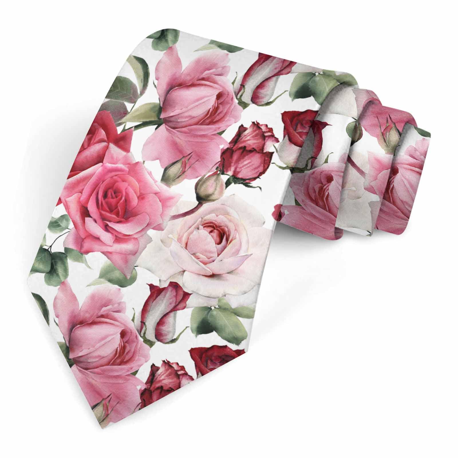 Muntayson Floral Tie for Men Novelty Fun Full Print Men's Necktie Skinny Fashion Narrow