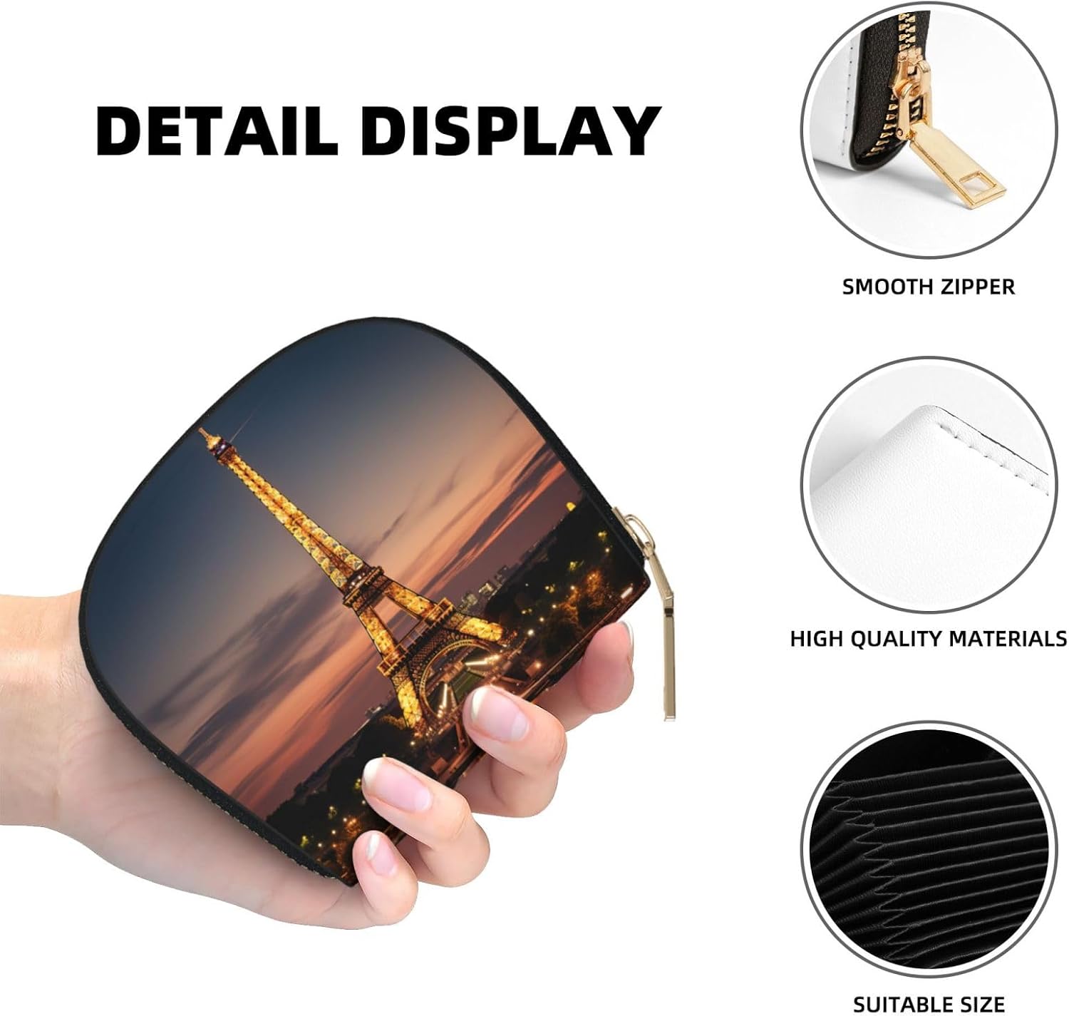 Eiffel Tower print Wallet Credit Cards Holder Business Card Case for Men Women Compact Size for Adults