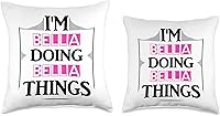 Vista 3 de Bella Gifts & Designs for Girls Bella Things Funny Name Gift - Almohada para niña (16.0 x 16.0 in), multicolor