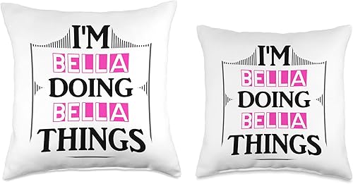 Miniatura 3 de Bella Gifts & Designs for Girls Bella Things Funny Name Gift - Almohada para niña (16.0 x 16.0 in), multicolor