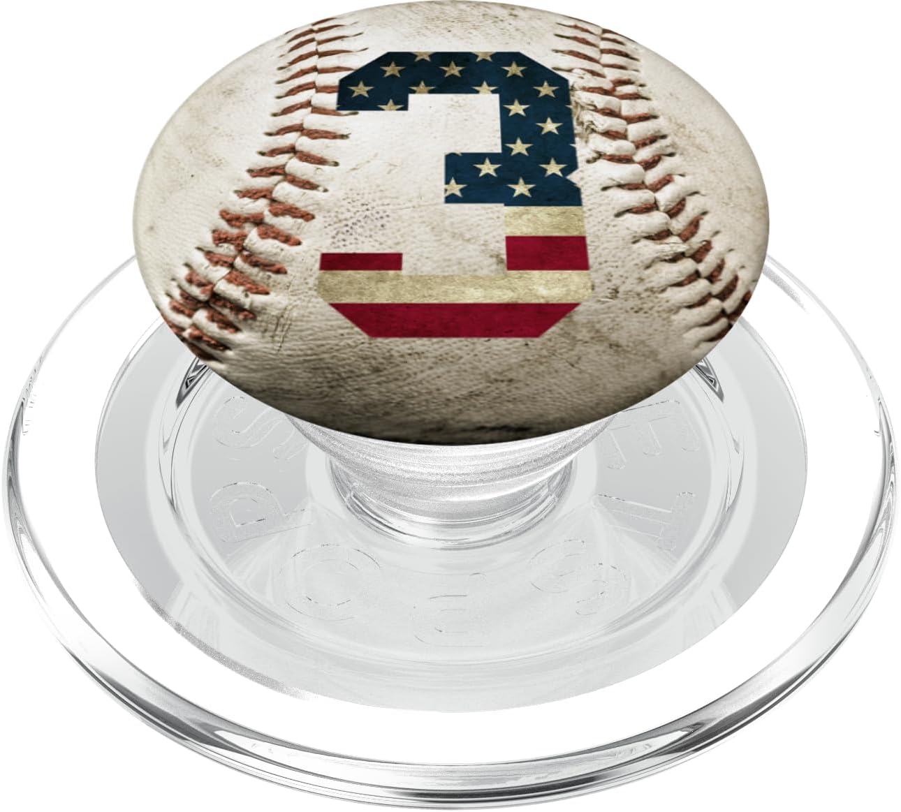 Baseball number 3 with American USA flag phone stand PopSockets PopGrip for MagSafe