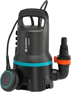 Gardena Bomba sumergible de aguas residuales 9000: bomba sum. caudal 9000 l/h, automática, int. flotación func. continuo, partículas suciedad hasta 25 mm, sistema acoplamiento rápido, 300 W (9040-20)