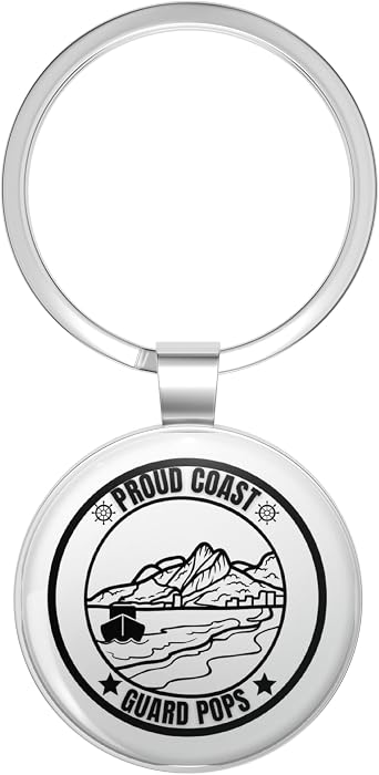 Proud Coast Guard Pops Stainless Steel Keychain with Ring Double Sided