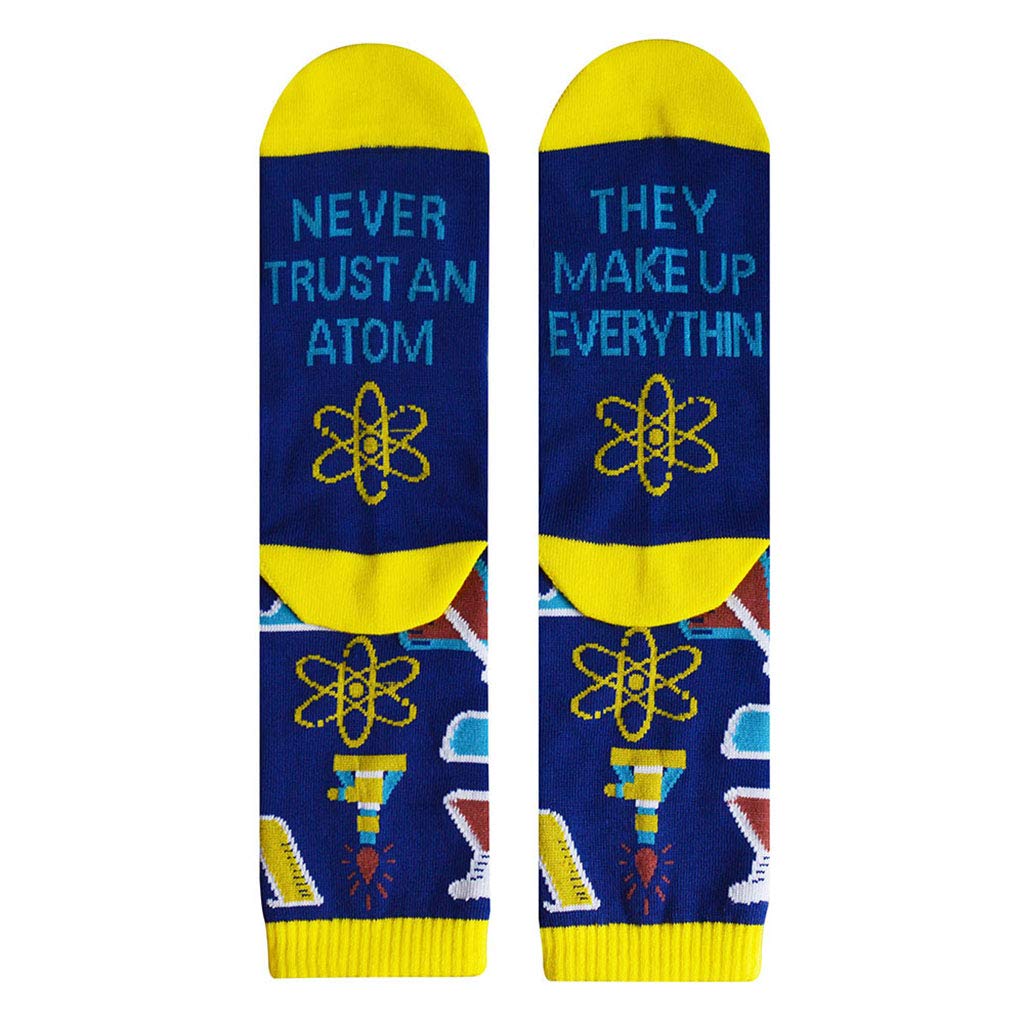 MIKI-Z Novelty Funny Saying Crew Socks Colorful Books Science Math Letters Hosiery Gift