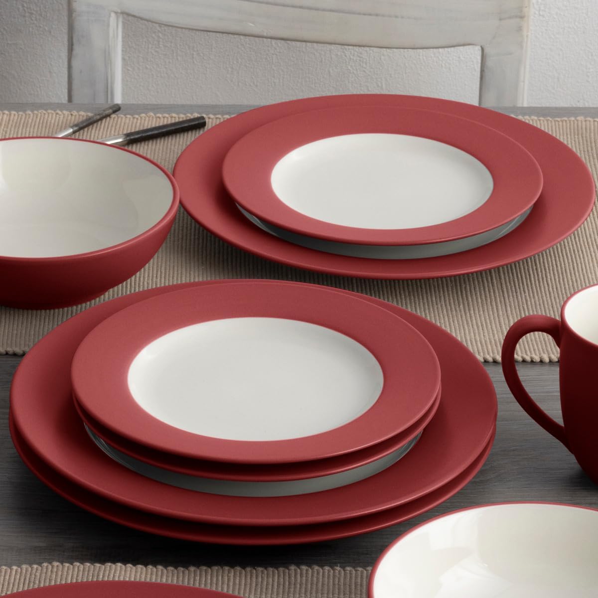 Noritake Colorwave Raspberry 16-Piece Rim Set, Service for 4 in Raspberry/Red