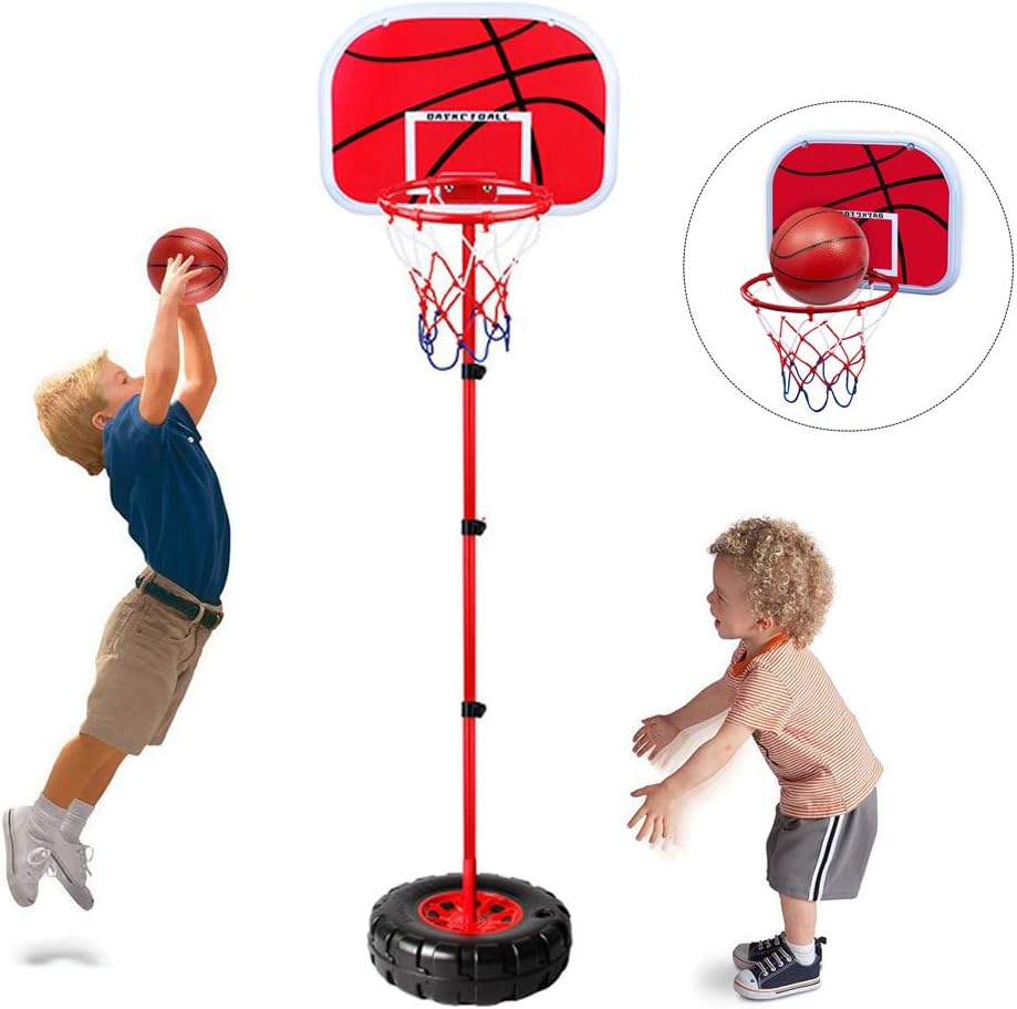 Toddler Basketball Hoop Stand Wall 2-in-1 Basketball Set Kids Portable Height-Adjustable Basketball Goal Toy with Ball Pump Indooll Sets Toy with Ball Pump Indoor and Outdoor Fun Toys 2+ Years Old: Toys & Games