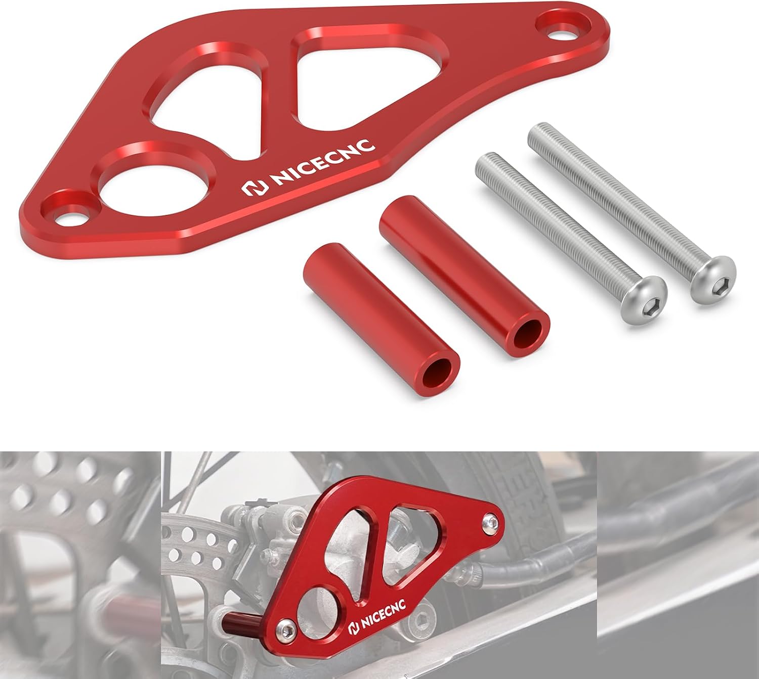 NICECNC Dirt Bike Rear Brake Caliper Guard Compatible with Honda CR125 250R 1997-2001 XR650R 2000-2007,Aluminum Anodized