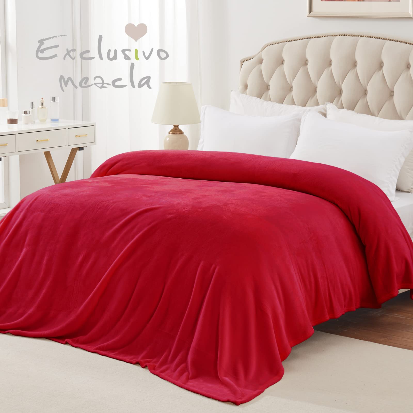 Exclusivo Mezcla Fleece Blanket Double Size for Bed Super Soft and Warm, All Season Use, Cozy, Plush, Lightweight, 150x200 CM, Red - Image 2