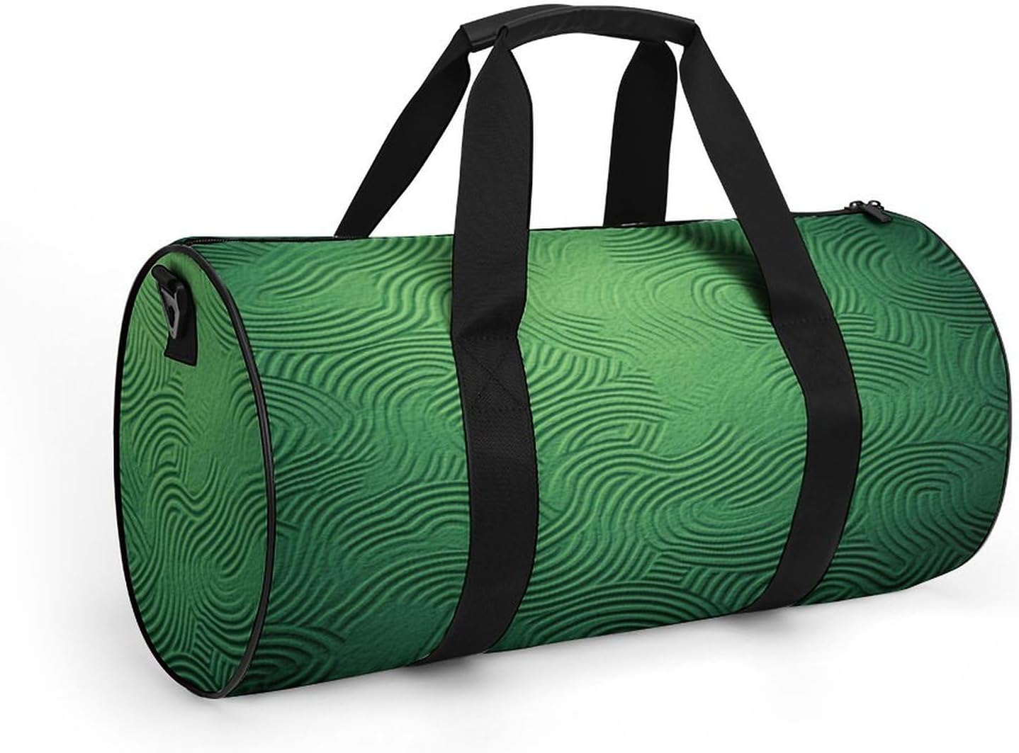 Aesthetic Sports Bag for Women Green Curve Texture Printed Duffle Travel Bag for Men Women Mini Workout Bags Cylindrical Gym Bag
