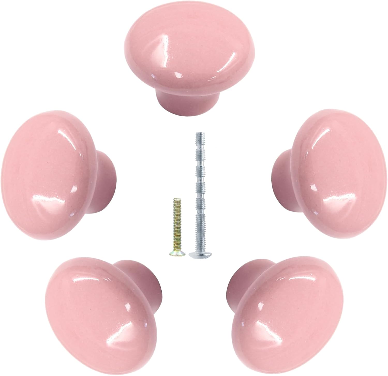 Biaungdo 10 Pack Ceramic Door Knobs, Retro Ceramic Dresser Knobs, Round Cabinet Knobs, Decorative Drawer Knobs Pulls for Cabinet, Closet, Drawer, Cupboard(Pink)