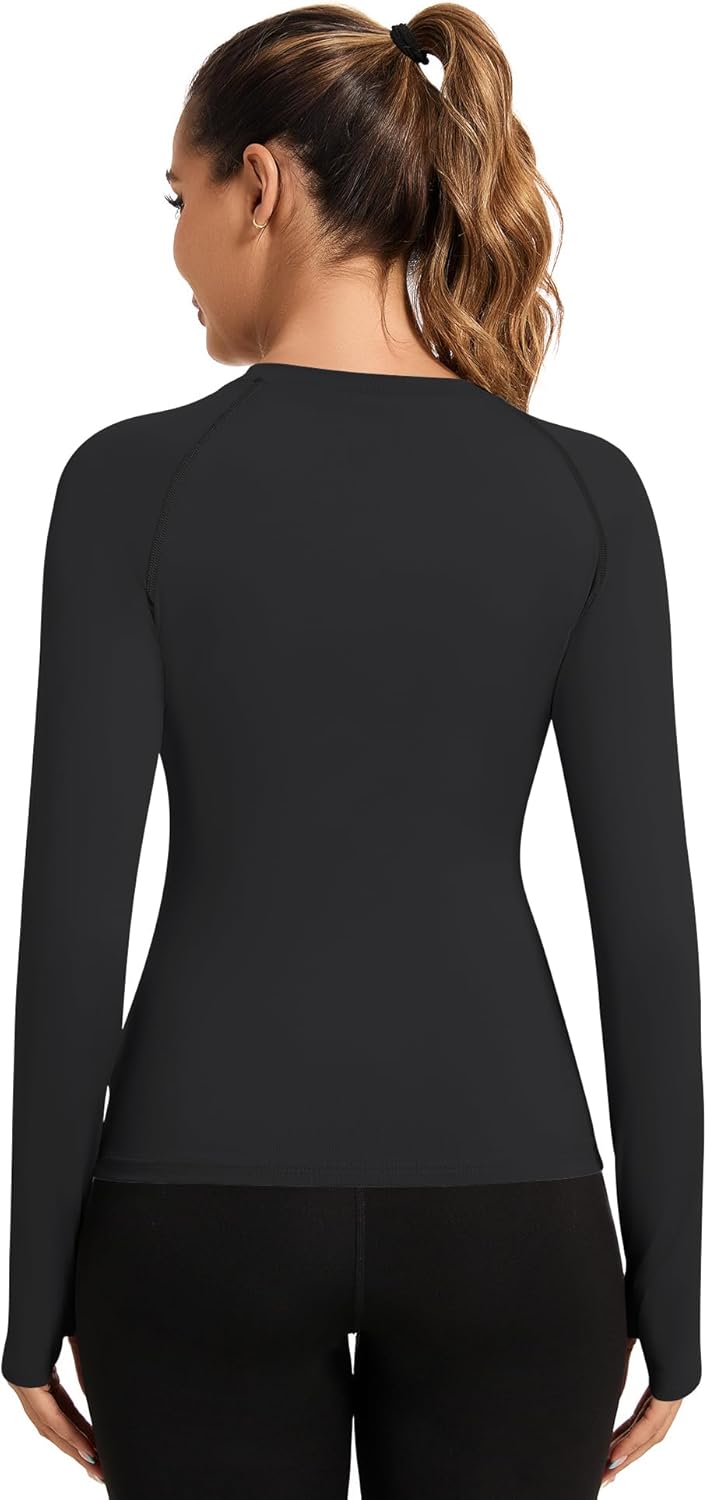 Loovoo Workout Tops for Women 1/2 Pack Long Sleeve Athletic Shirts with Thumb Holes Breathable Quick Dry Yoga T-Shirts