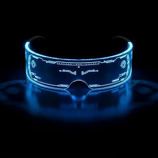 articulo Herbst Gafas LED para fiestas, mujeres y hombres, geniales gadgets cyberpunk, gafas de visera futuristas para DJ Pult Carnaval, Halloween, bar, Navidad, fiesta