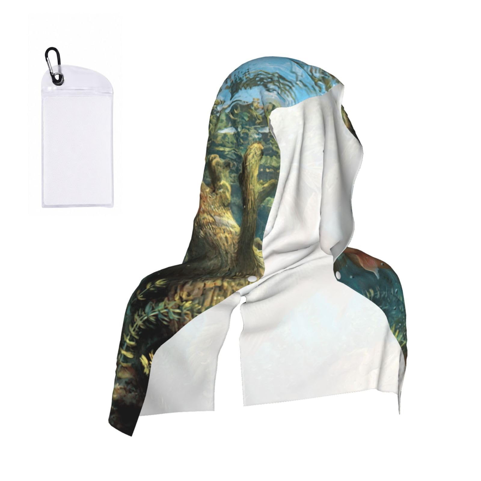DUWAA Fish Print Cooling Hooded Sports Towel, 30×60cm Quick Drying Summer Cool Head Wrap For Neck And Face