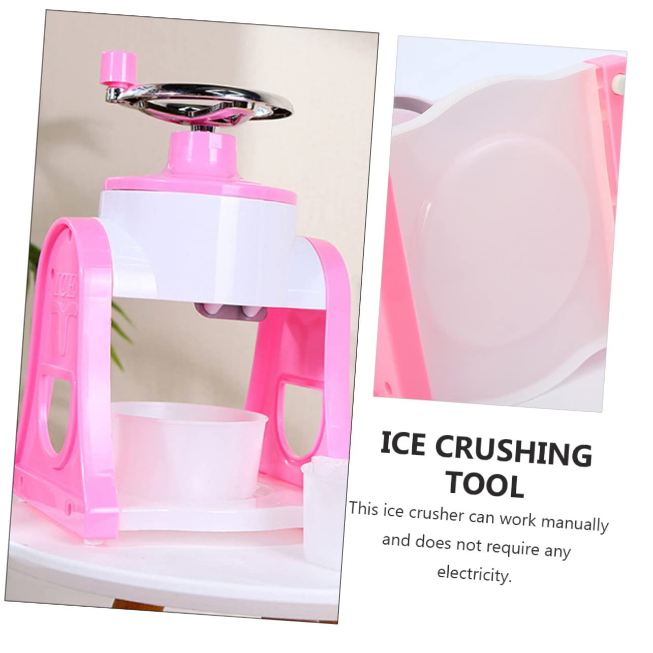 Trituradora de Hielo Manual Sencilla para Casa, Manivela, Abs y Acero Inoxidable, Adecuado para Bebidas Frías y Cócteles