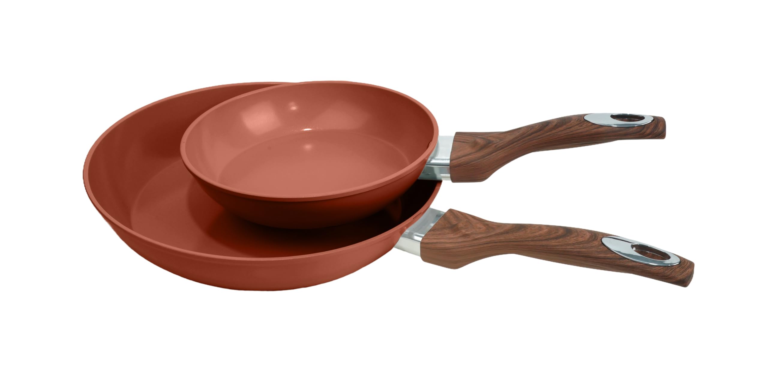 Phantom Chef 8” & 11" Frying Pan Set | Pure Aluminum Nonstick Frying Pan Set With Ceramic Coating | Soft Touch Stay Cool Handle | PTFE PFOA Lead and Cadmium Free Fry Pan | 2 Piece (Cinnamon)