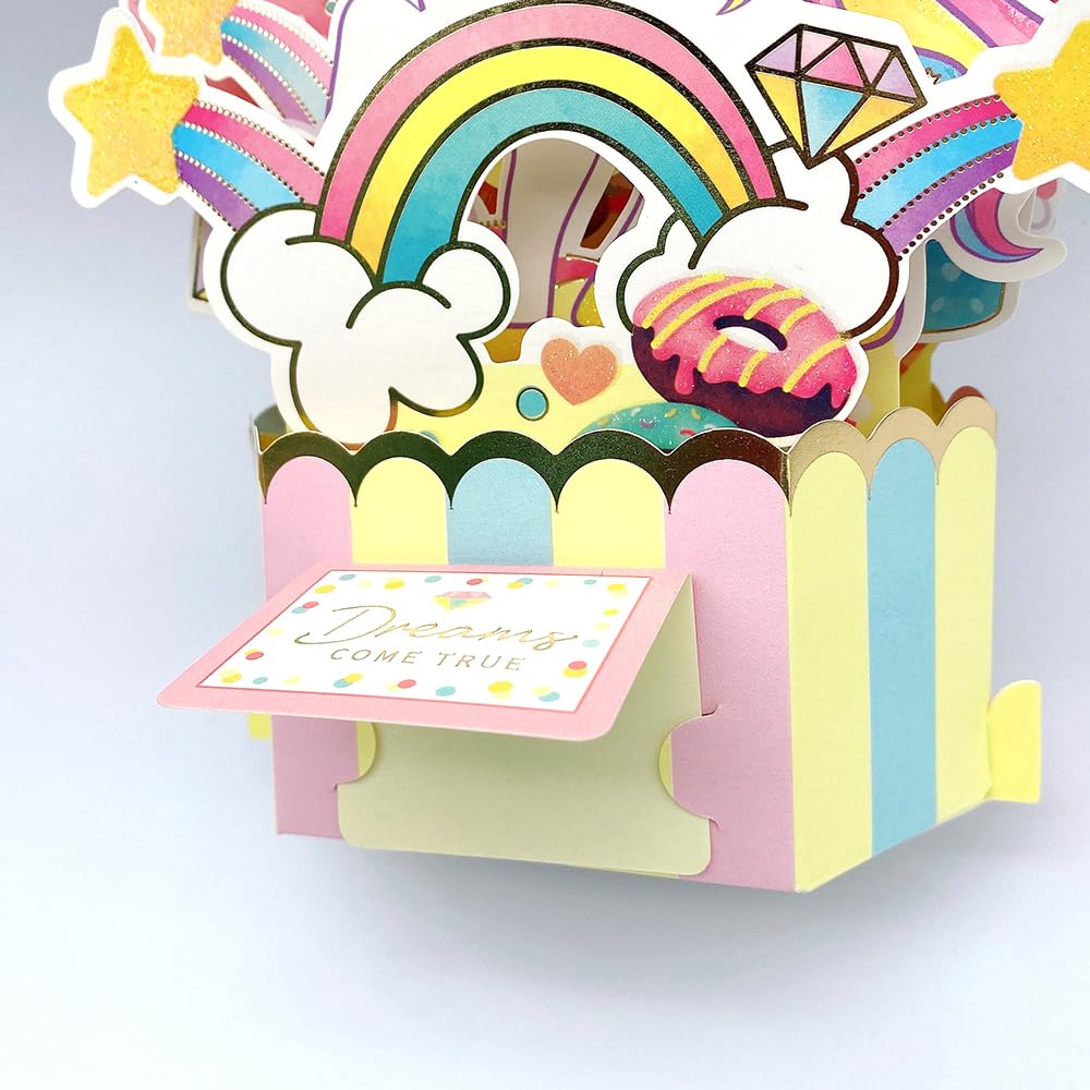 Carte D'anniversaire 3D, Licorne Pop-up Et Arc-en-ciel, Carte De Vœux, Carte D'invitation, Avec Carte De Message Et Enveloppe