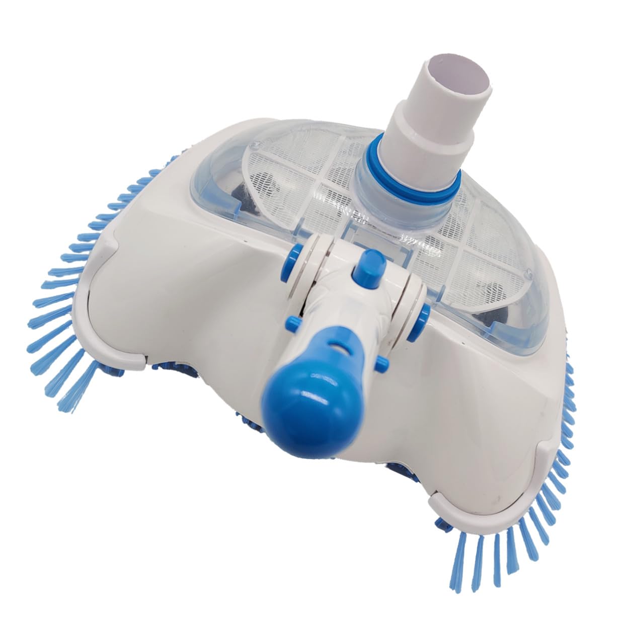 Cabezal de Aspiradora para Piscina con Cepillo de Cerdas Angulares y Cubierta Transparente Herramienta de Limpieza para Fondo y Paredes Compatible con Varilla Telescópica para