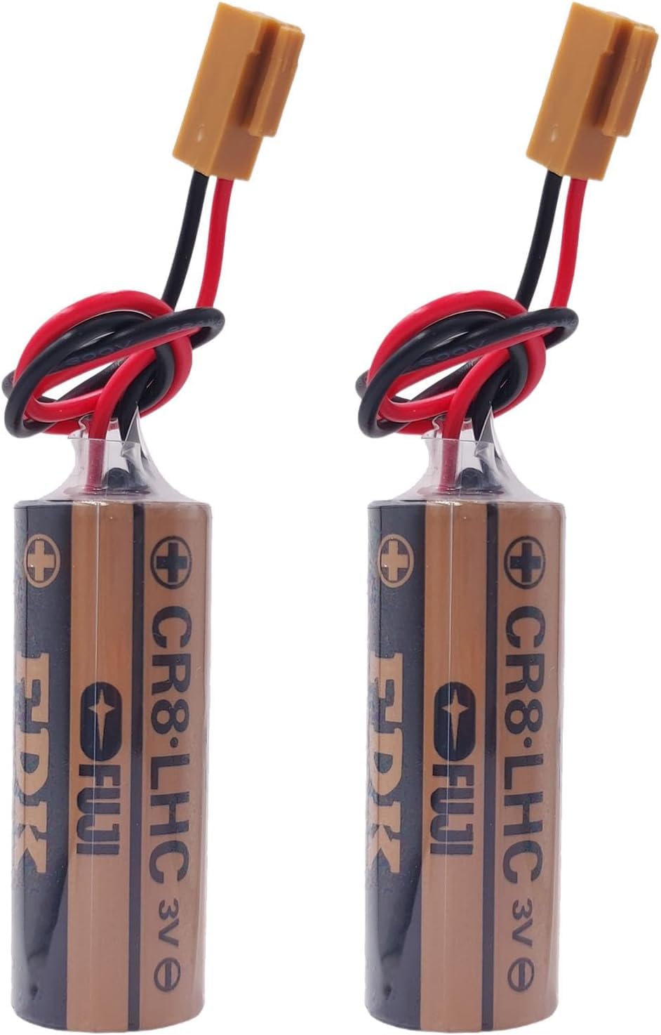CR8.LHC Ersatz-Akku für Fuji FDK CR8-LHC SPS-Controller, 3 V, 2600 mAh, nicht wiederaufladbar, mit braunem Stecker, 10 Stück