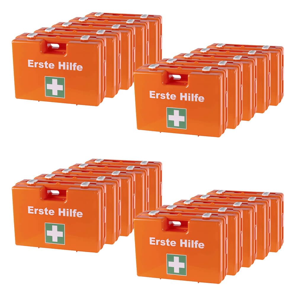 Sparset: 20 x Erste-Hilfe-Koffer DIN 13169, mit Wandhalterung, 3 Jahre haltbar, Art.-Nr. 611545 | Verbandskasten | Notfallkoffer | Erste Hilfe Kasten