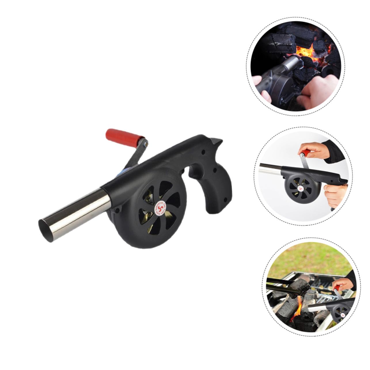 Yardwe Soffiatore a Mano per Barbecue Esterno, Ventilatore Portatile in ABS e Ferro, Comodo per Accendere Carbone e Campeggio all'Aperto