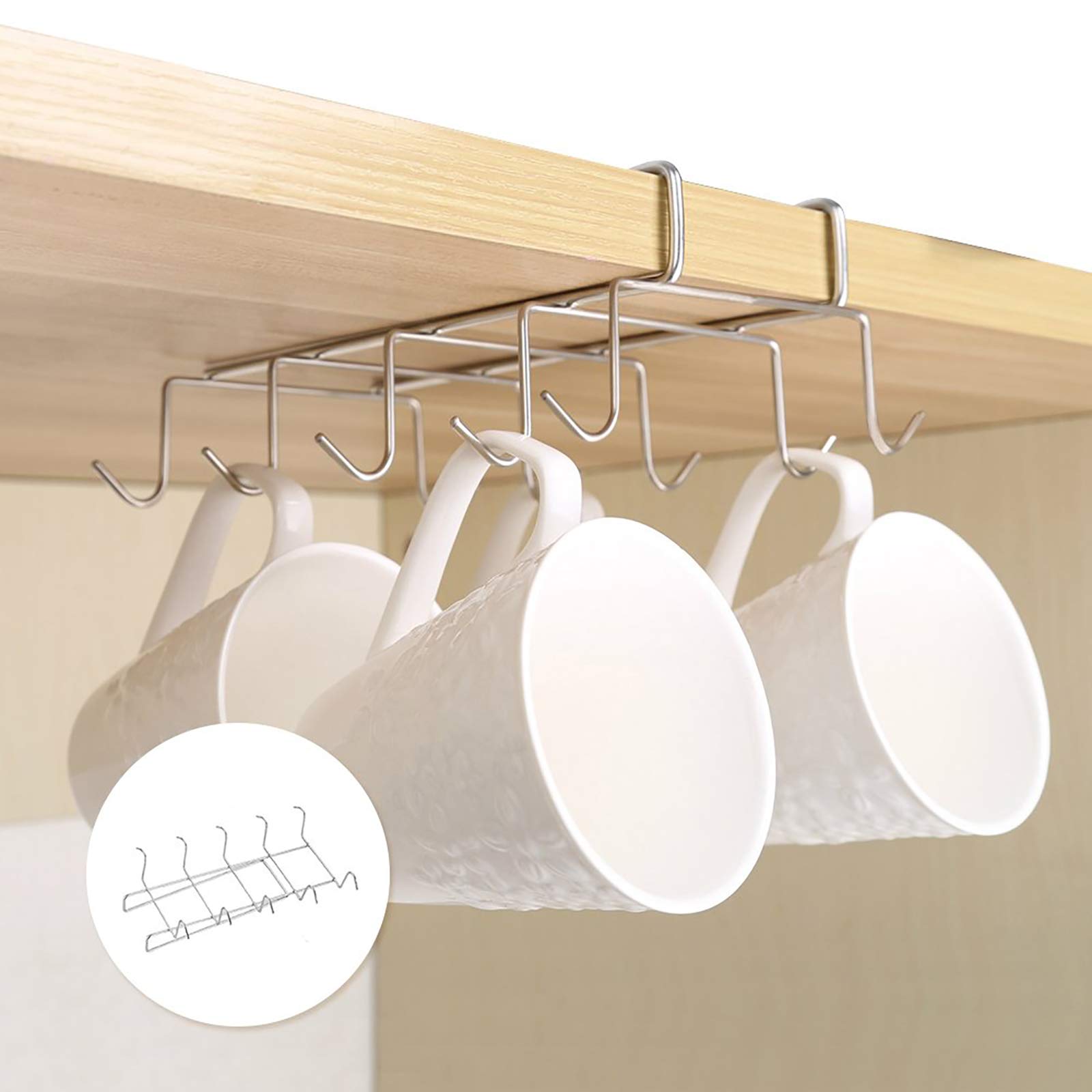 Ganci Portabicchieri In Acciaio Inox – Set Da 10, Da Sottopensile, Cromati, Per Tazze E Tazze Da Caffè
