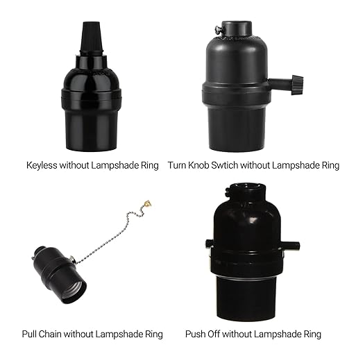 Miniatura 3 de Paquete de 6 bombillas de repuesto para enchufe, base media fenólica, bombillas de rosca E26, soporte de lámpara colgante retro Edison retro de 18,