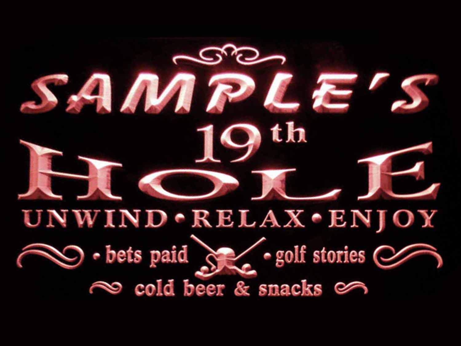 ADVPRO Name Personalized Custom Golf 19th Hole Bar Beer Neon Sign Pink 16x12 inches st4s43-pi-tm-k