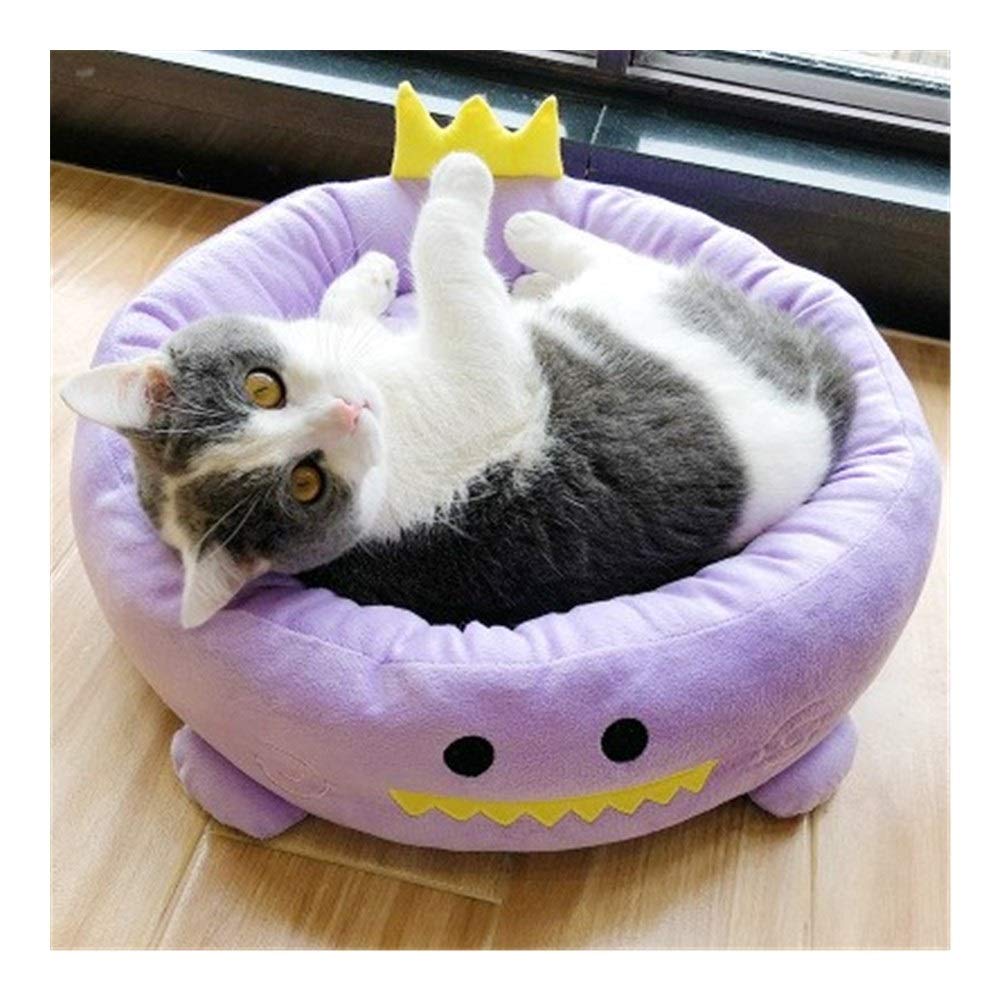 Lit pour chat maison hiver chaud coton doux et confortable petit chien violet