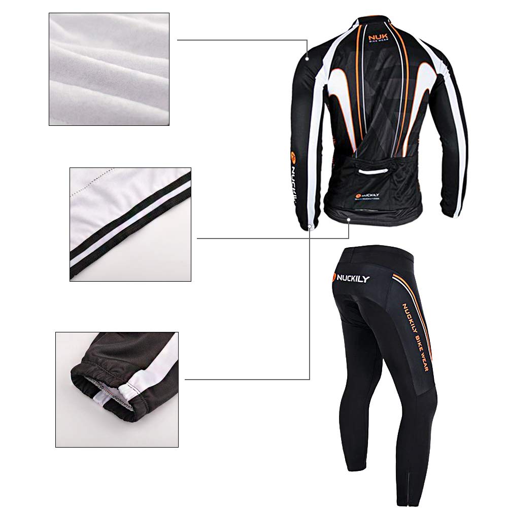 RMane Trajes de ciclismo para hombre de forro polar, juego de maillot de ciclismo de manga larga, chaqueta de ciclismo + pantalones de ciclismo acolchados 3D S - 2XL