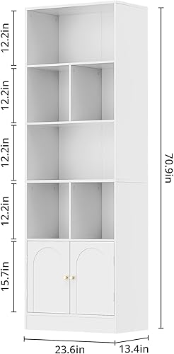 Miniatura 2 de Estantería de 71 pulgadas de alto con 6 cubos y 2 puertas, estantería de 4 niveles, estantería abierta con gabinete, organizador de almacenamiento