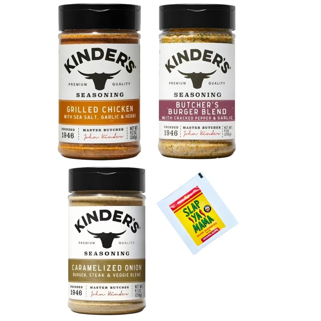 Classic Pantry Essential Seasonings and Rub Assortment by Kinder, Gluten Free, Non-GMO, No MSG (Premuim, Kinder Butcher's All Purpose/Cowboy Butter/Buttery Garlic & Herb Seasoning)