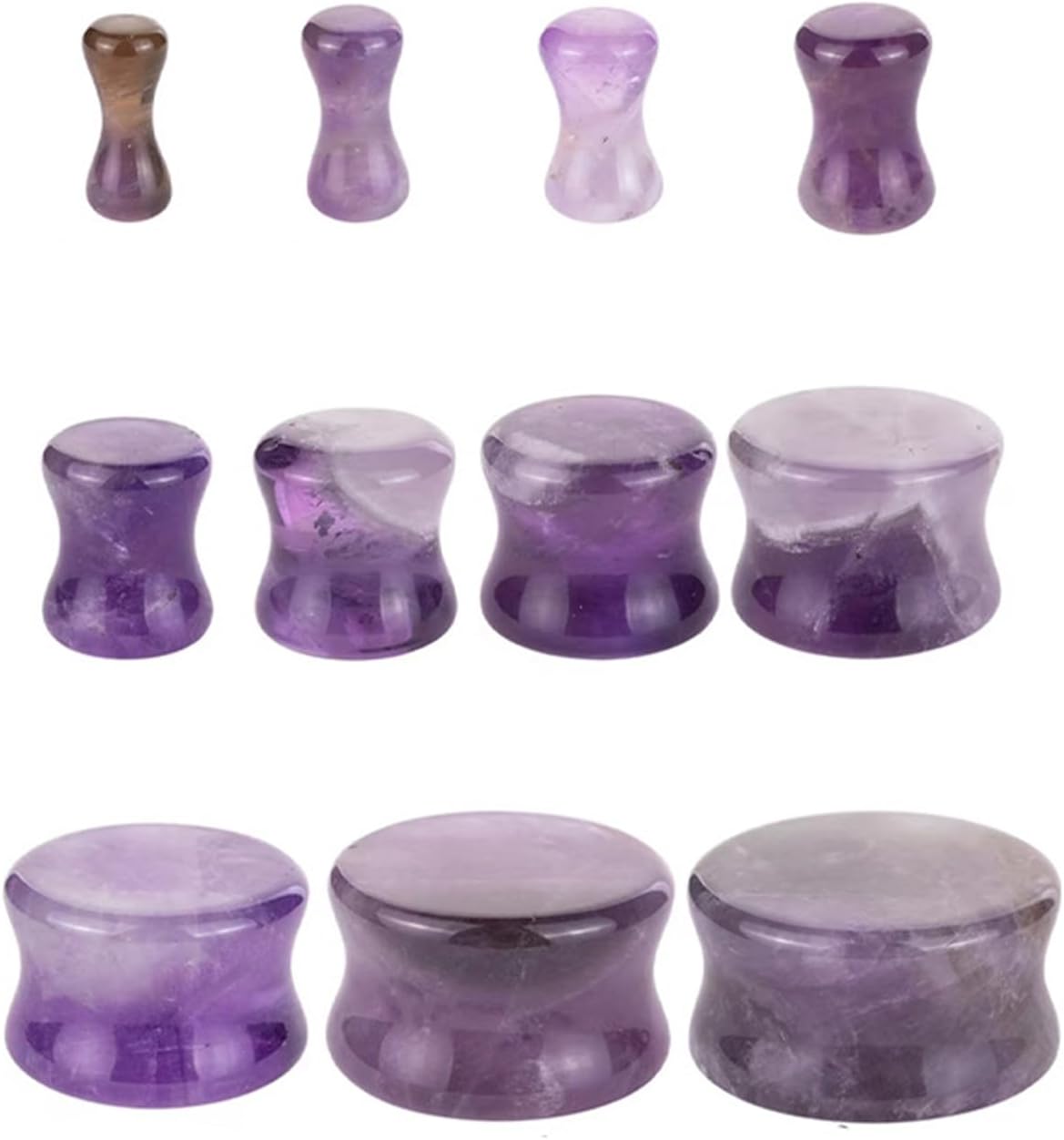 Gualiy 22 PCS Stone Ear Tunnel Gauges, Plugs and Tunnels Round Shape Plugs 3-20mm for Women Men, Purple
