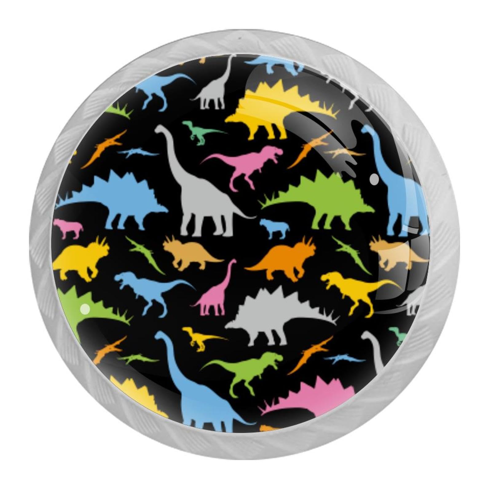 Tqmspg 4 Pieces Drawer Pulls Dinosaurs Patterns Door Knobs Dresser Handles for Kitchen Wardrobe Cupboard Hardware Furniture