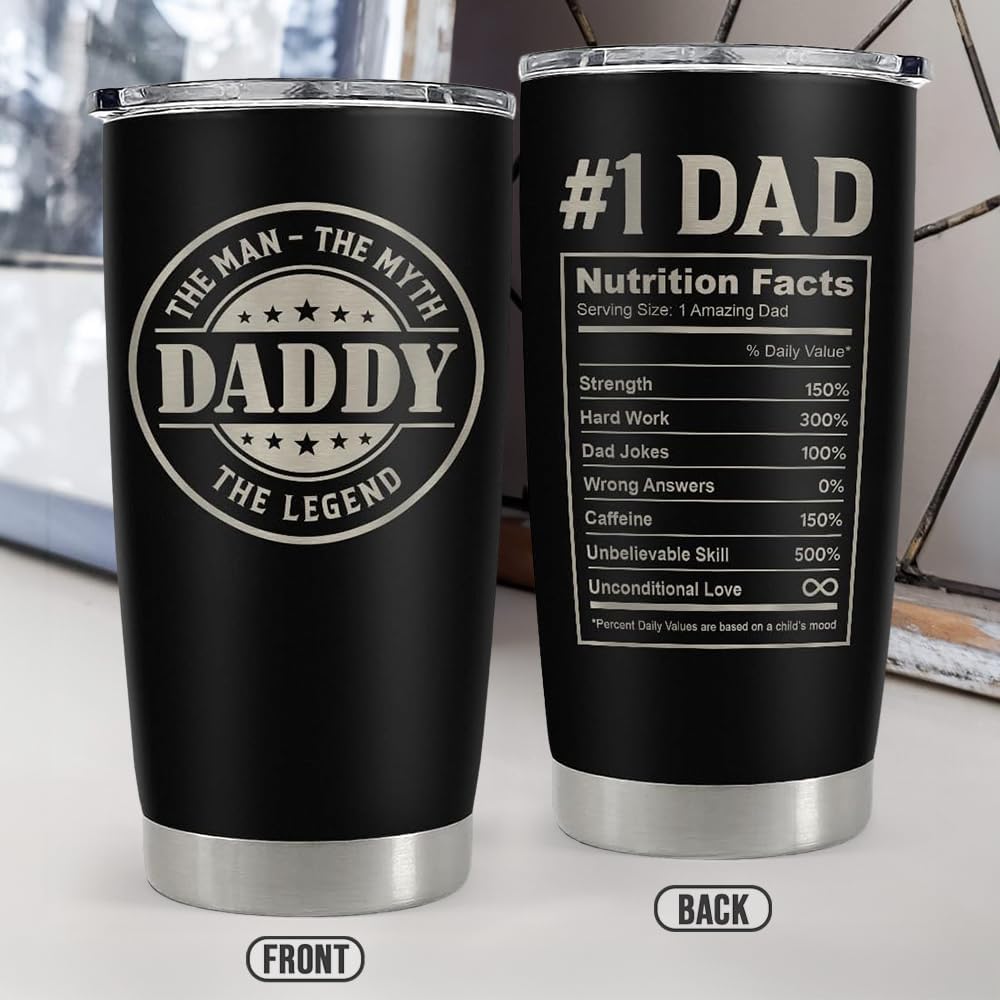 SANDJEST Daddy The Man The Myth The Legend Tumbler with Lid - 20oz Insulated Stainless Steel Mug - Coffee Mug for Sport Office Travel - Image 8