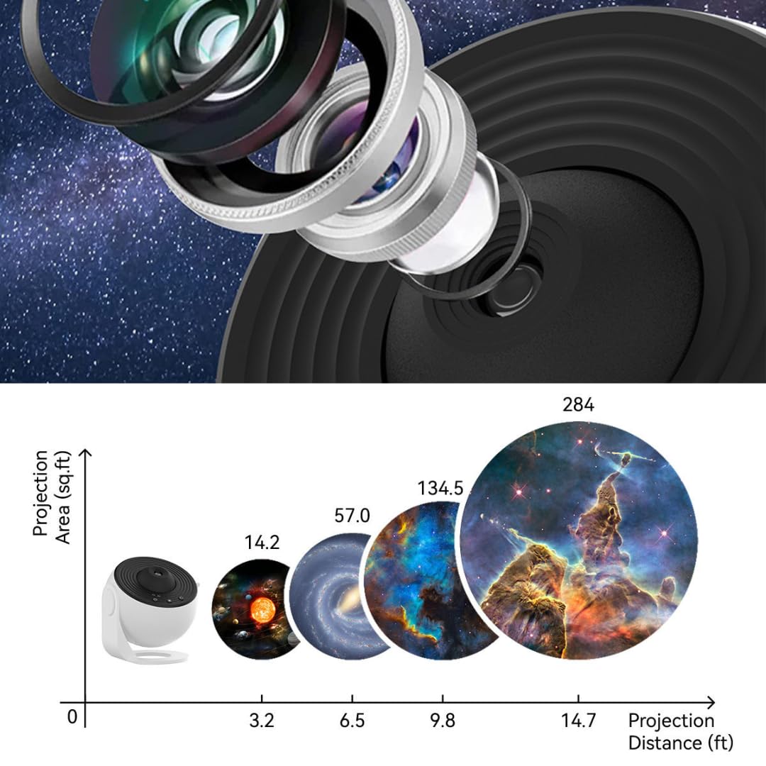 SPACE DOG Projektor galaktyk i domowe planetarium dla dzieci, 12 płyt w jakości HD, komentarz audio do obiektów niebieskich, projekcja galaktyk, gwiazd, planet i mgławic kosmicznych