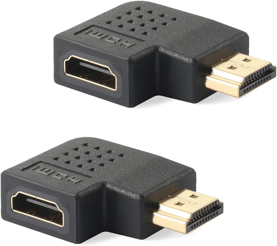 90 Degree HDMI Adapter(2 Pack) Vertical Flat Right HDMI Adapters Connector Male to Female