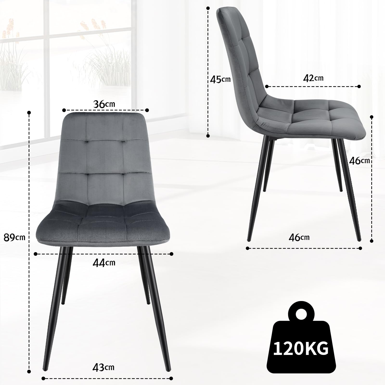 Set 8 Sedie Da Pranzo In Velluto - Design Olandese, Imbottite, Marrone