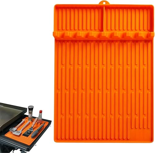 Alfombrilla de silicona para parrilla Blackstone Alfombrilla de silicona grande de grado alimenticio con almohadilla de goteo Organizador de