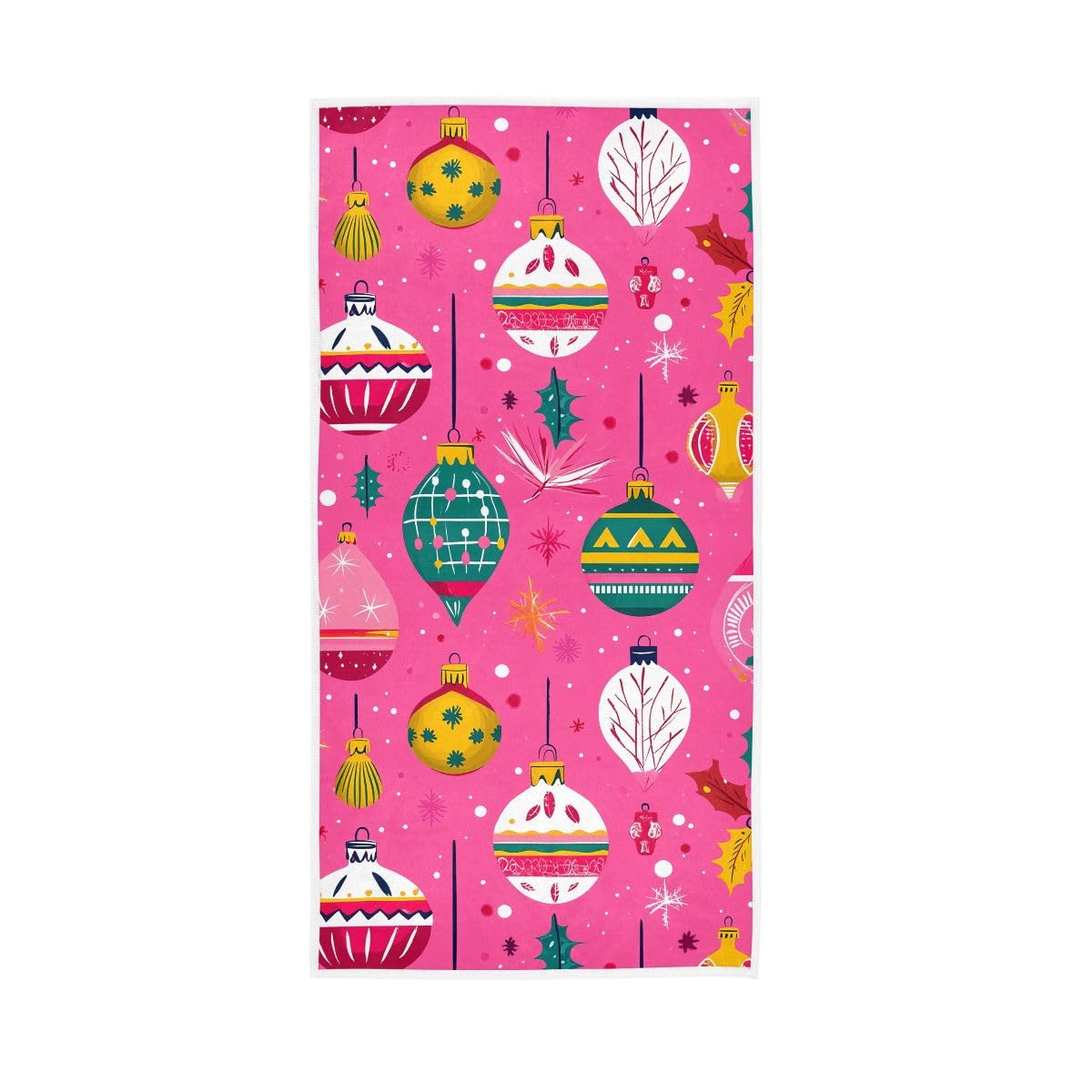 LSRCPD Christmas Ornaments Hand Towels, Multipurpose Lightweight Towels for Hand, Face, Hair, Bath 15 x 30 Inches