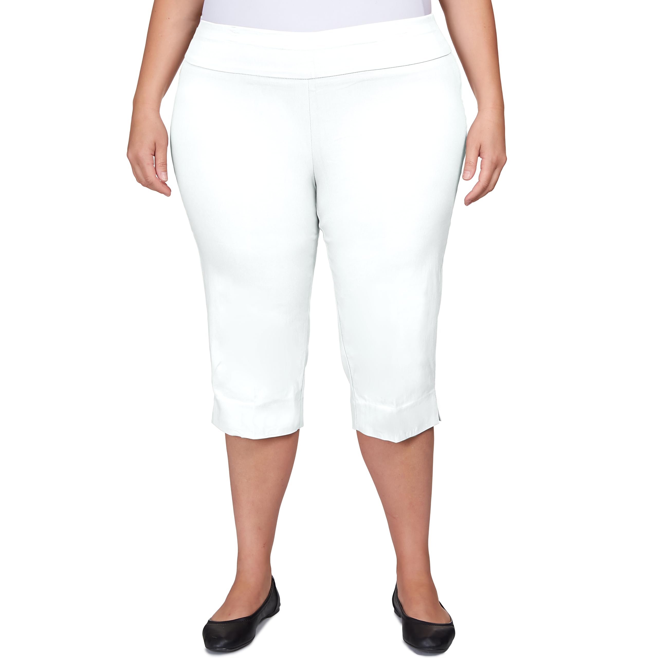 Ruby Rd Womens Ruby Rd Womens Plus-Size Mid-Rise Pull-on Straight Solar Millennium Tech Clamdigger with Side Splits