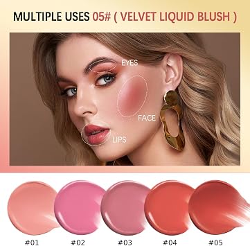 Liquid Blush Soft Cream Face Blush, Long-lasting Blendable Liquid Blusher Lightweight Moisturizing Beauty Makeup for Cheeks, Natural Looking Matte Finish Dewy Skin Tint (#04 Joy)