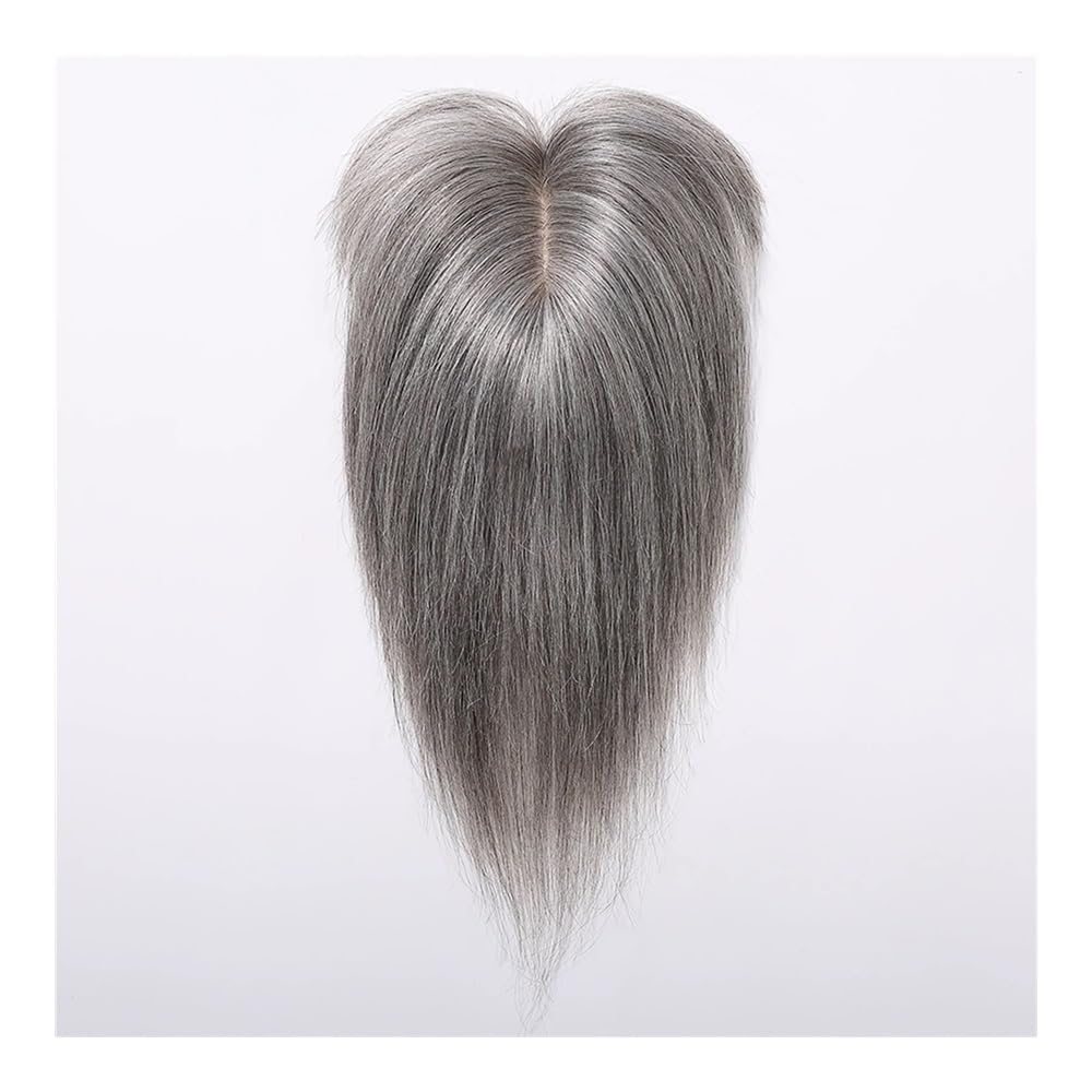 Haarteile für die Körperpflege für Echthaare von Frauen, 360°-3D-Abdeckung für den mittleren Pony für Haarverlängerungen von Frauen,Grey