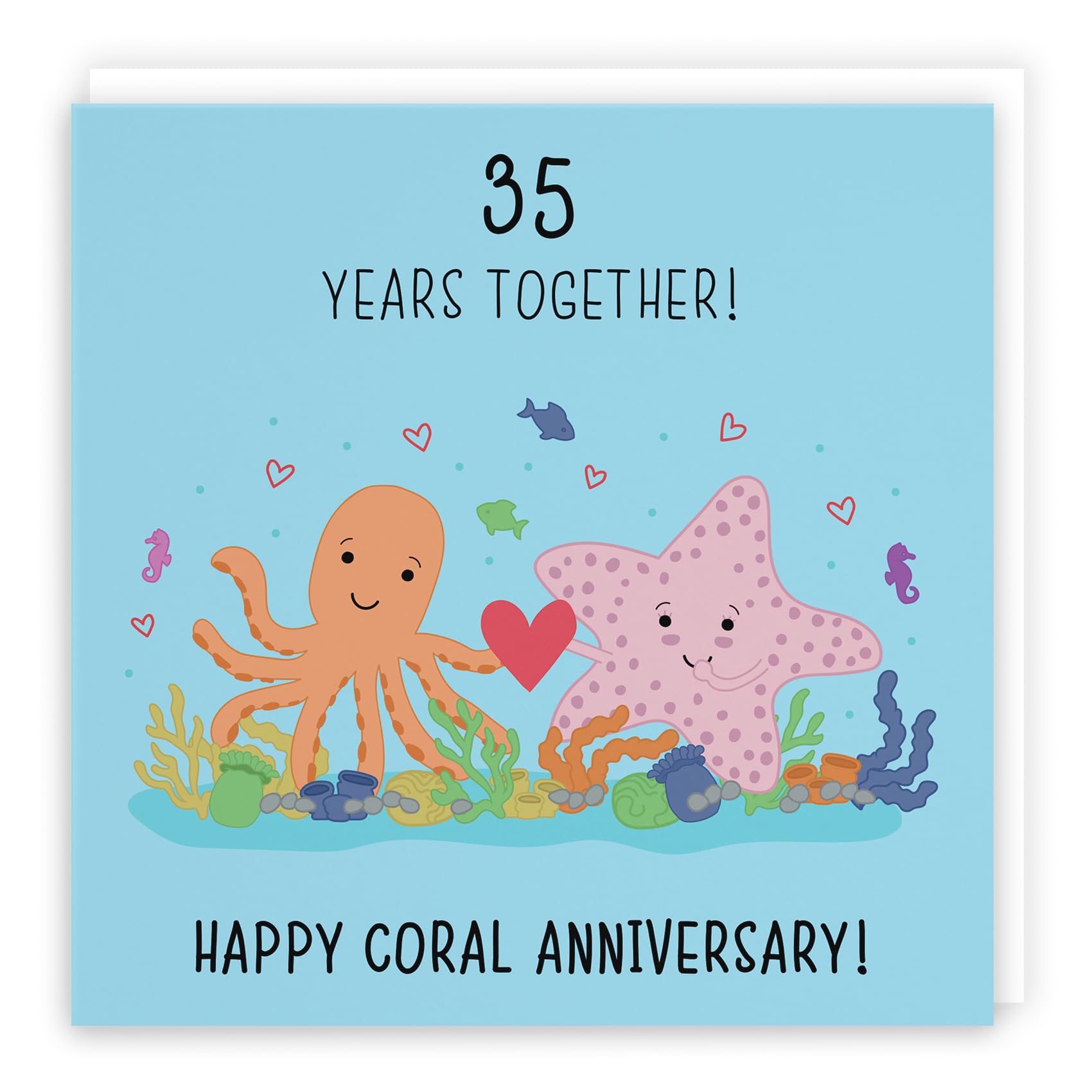 Hunts England, 35th Wedding Anniversary Card, Coral Anniversary, Starfish, Iconic Collection, Fun Cute Anniversary Card