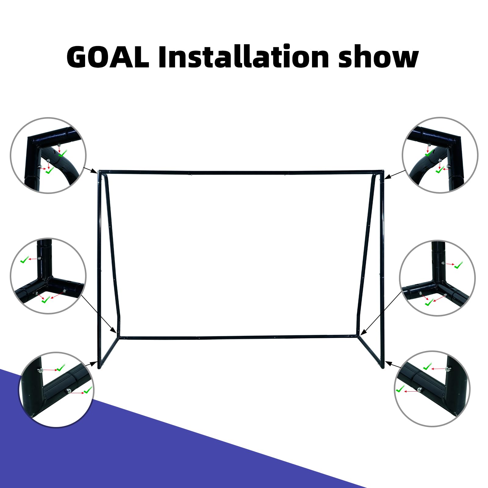 ZERRO Fussballtor Outdoor Fußballtor 180/240/300 für Erwachsene und Kinder zum Spielen und Trainieren im Garten