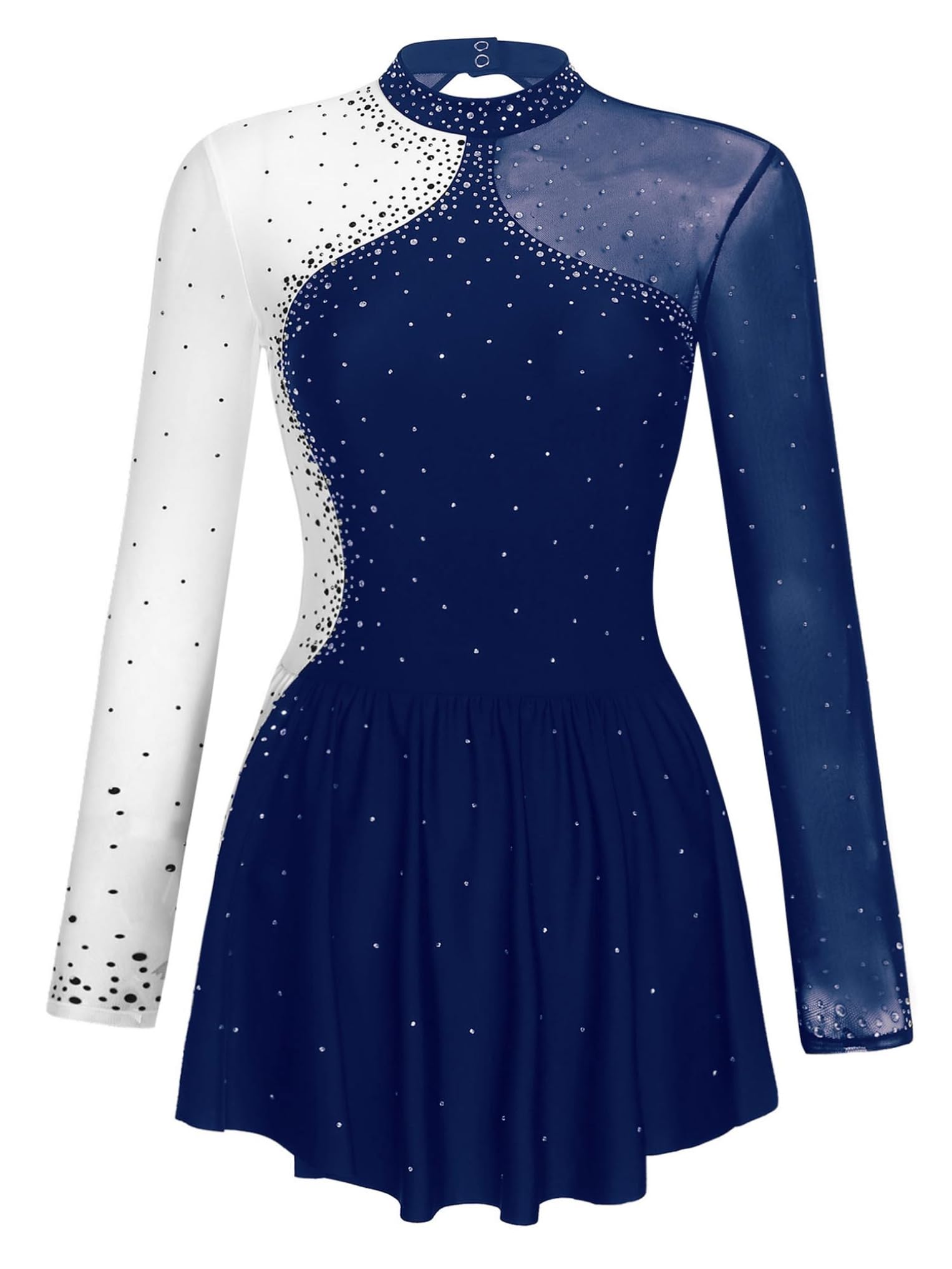 Oyolan Femme Robe et Collant Patinage Artistique Patin Justaucorps Robe Manches Longues Strass