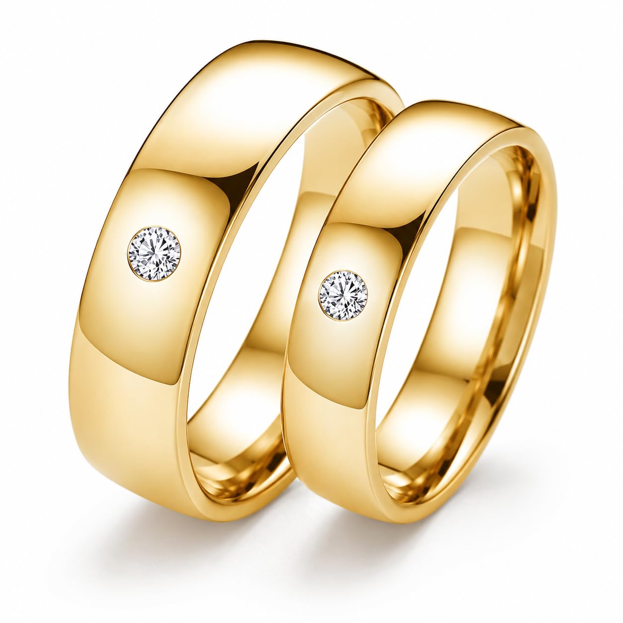 sullery Rhodium Plated Couple Ring Set with Cubic Zirconia Stone Anniversary Engagement Promise Friendship Valentine?s Day Rings Gift for Men and Women-picture-45